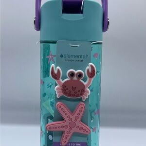 Elemental Kids Aqua Bottle with Purple Handle and Pink Sea Charms